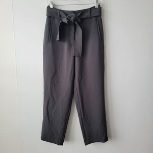 Aritzia Wilfred women's Tie-Front Pant High-waisted belted crepe pants sz 4 gray